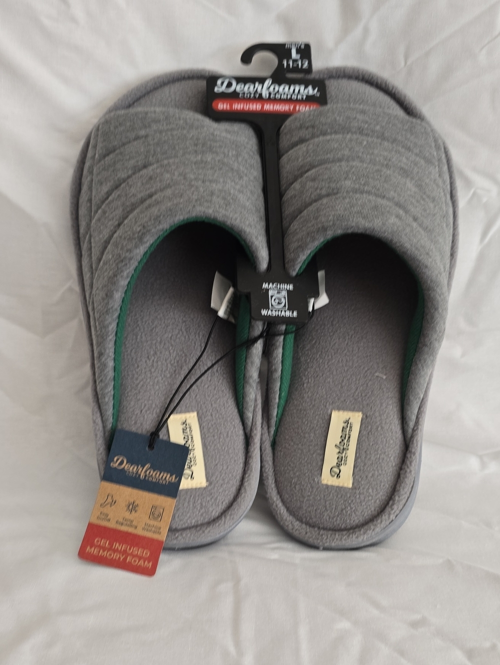 Dearfoams Gray Men’s Quilted Slip-On Slippers